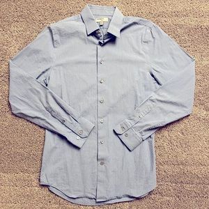Men’s Express 1MX Fitted Blue Grey Shirt Size Small 14-14.5
